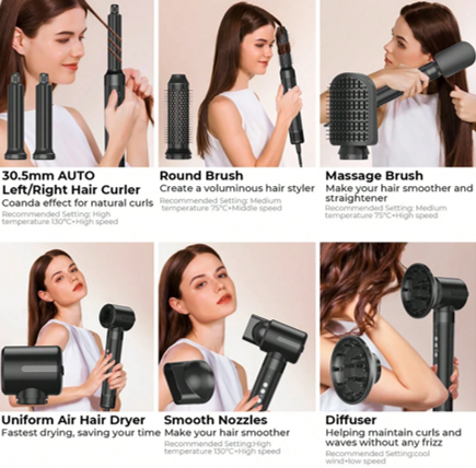 7-in-1 Professional Hair Styler & Airwrap | Multi-Function Hair Dryer, Curler & Volumiser