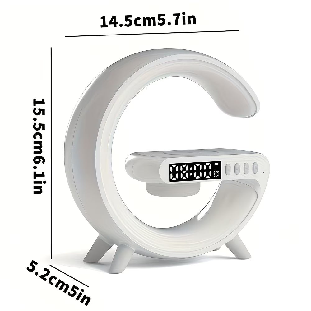 RGB LED Smart Desk Lamp | Bluetooth Speaker, Wireless Charger & Digital Alarm Clock