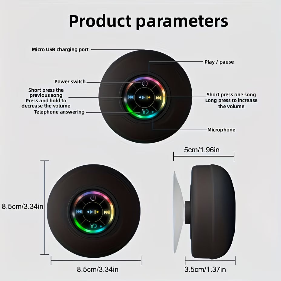 Portable Bluetooth Shower Speaker | Wireless Suction Cup Speaker with Hands-Free Calling