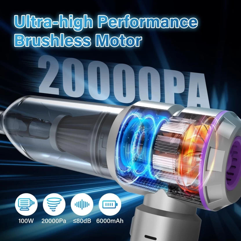 Cordless Handheld Car Vacuum Cleaner | Rechargeable Portable Vacuum with Multi-Surface Cleaning Attachments