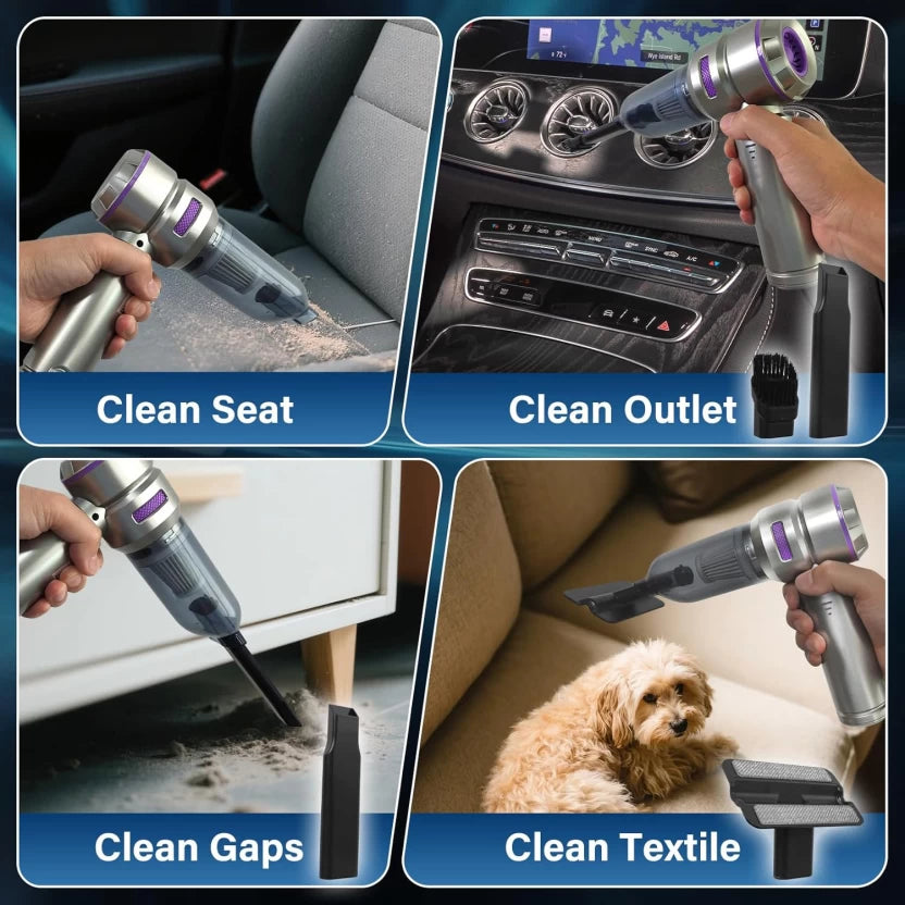 Cordless Handheld Car Vacuum Cleaner | Rechargeable Portable Vacuum with Multi-Surface Cleaning Attachments