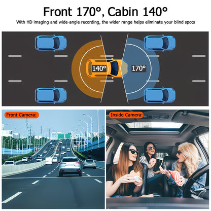 Dual Lens HD Dash Camera | 1080P Front & Interior Car Camera with Night Vision