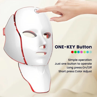 Premium 7-Colour LED Facial & Neck Light Therapy Mask | Rechargeable Skincare Device