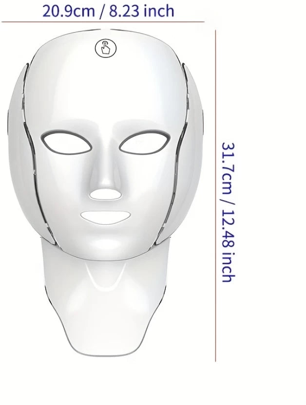Premium 7-Colour LED Facial & Neck Light Therapy Mask | Rechargeable Skincare Device