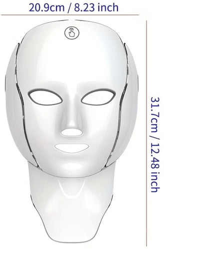 Premium 7-Colour LED Facial & Neck Light Therapy Mask | Rechargeable Skincare Device