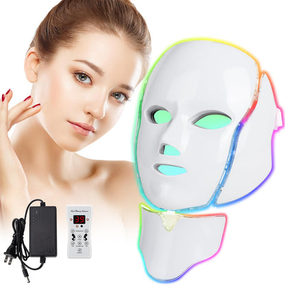 Premium 7-Colour LED Facial & Neck Light Therapy Mask | Rechargeable Skincare Device