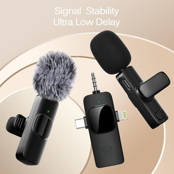Dual Wireless Lavalier Microphone | USB-C & Lightning Compatible for iPhone & Android