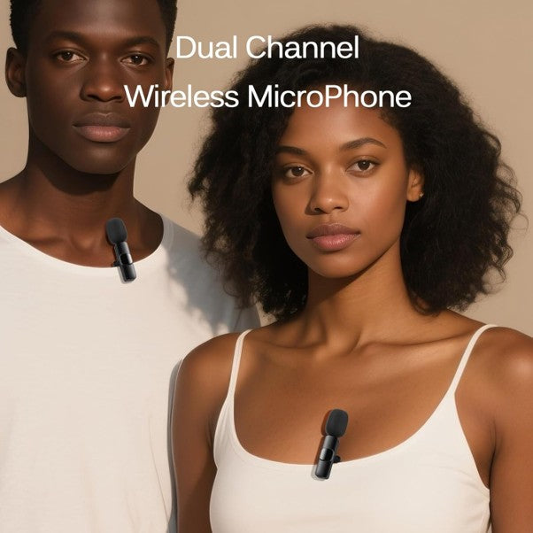 Dual Wireless Lavalier Microphone | USB-C & Lightning Compatible for iPhone & Android