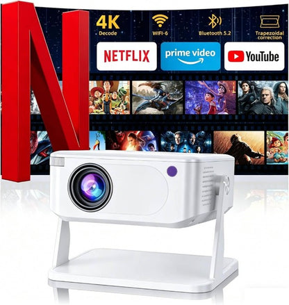 4K Smart Mini Projector | WiFi 6, Bluetooth 5.2 & Portable Home Cinema Projector