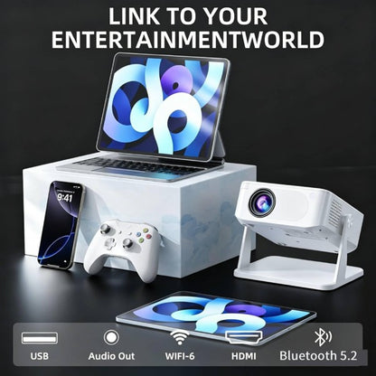 4K Smart Mini Projector | WiFi 6, Bluetooth 5.2 & Portable Home Cinema Projector