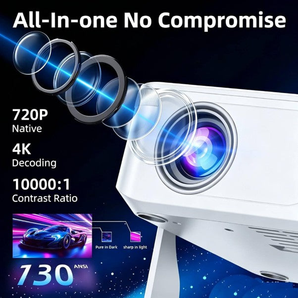 4K Smart Mini Projector | WiFi 6, Bluetooth 5.2 & Portable Home Cinema Projector