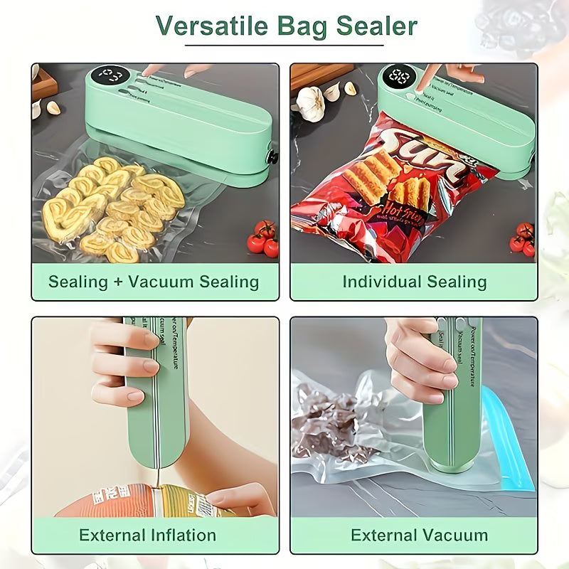 Portable USB Vacuum Food Sealer | Mini Rechargeable Food Preservation & Bag Sealing Kit