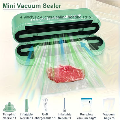 Portable USB Vacuum Food Sealer | Mini Rechargeable Food Preservation & Bag Sealing Kit
