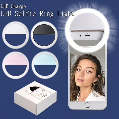 USB Rechargeable LED Selfie Ring Light | Clip-On Phone Light for Photos & Videos