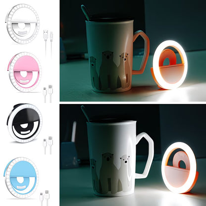 USB Rechargeable LED Selfie Ring Light | Clip-On Phone Light for Photos & Videos