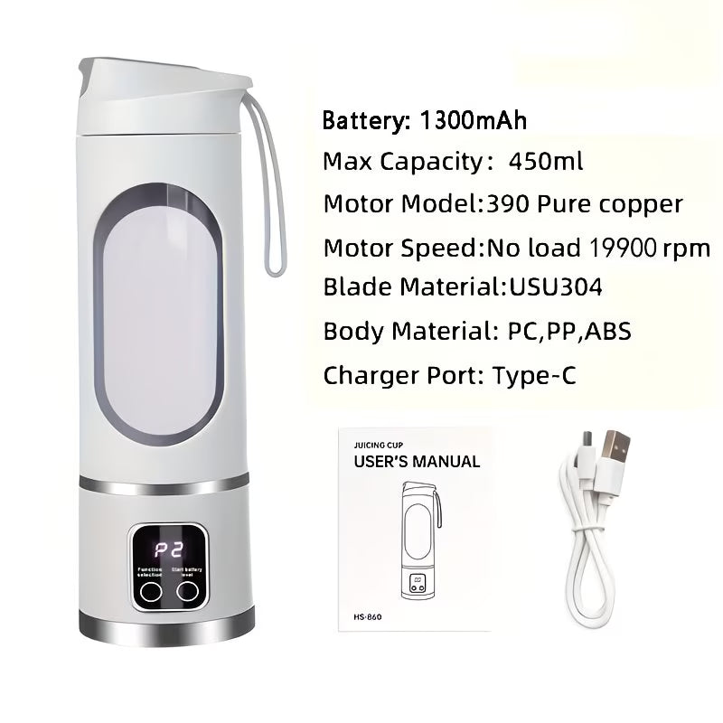 Portable USB Rechargeable Blender & Juicer | Personal Smoothie Maker with Digital Display