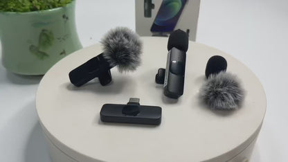 Dual Wireless Lavalier Microphone | USB-C & Lightning Compatible for iPhone & Android