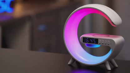 RGB LED Smart Desk Lamp | Bluetooth Speaker, Wireless Charger & Digital Alarm Clock