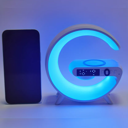 RGB LED Smart Desk Lamp | Bluetooth Speaker, Wireless Charger & Digital Alarm Clock