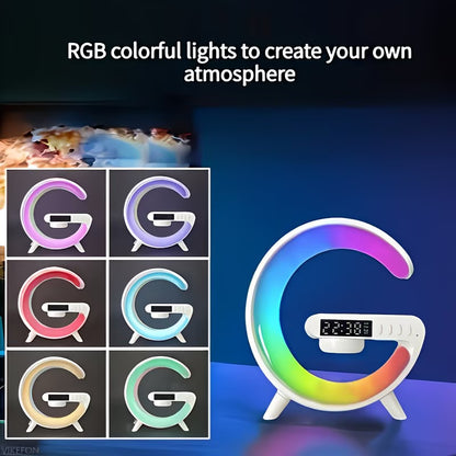 RGB LED Smart Desk Lamp | Bluetooth Speaker, Wireless Charger & Digital Alarm Clock
